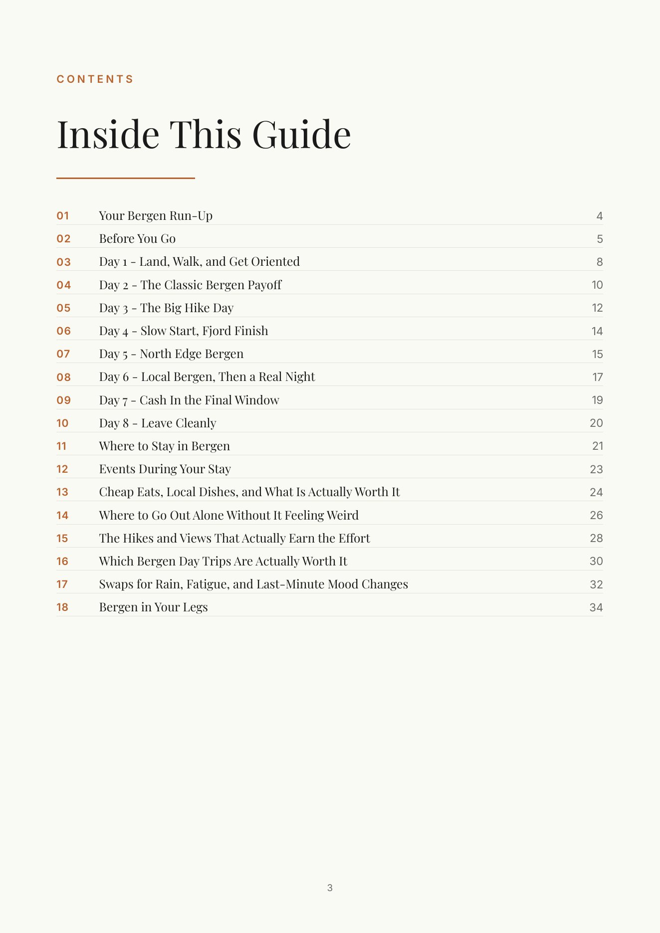 Guide table of contents