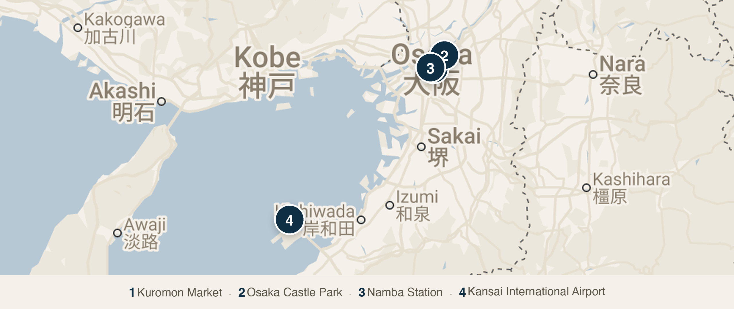 Day 10 - Osaka Morning and KIX Departure walking route