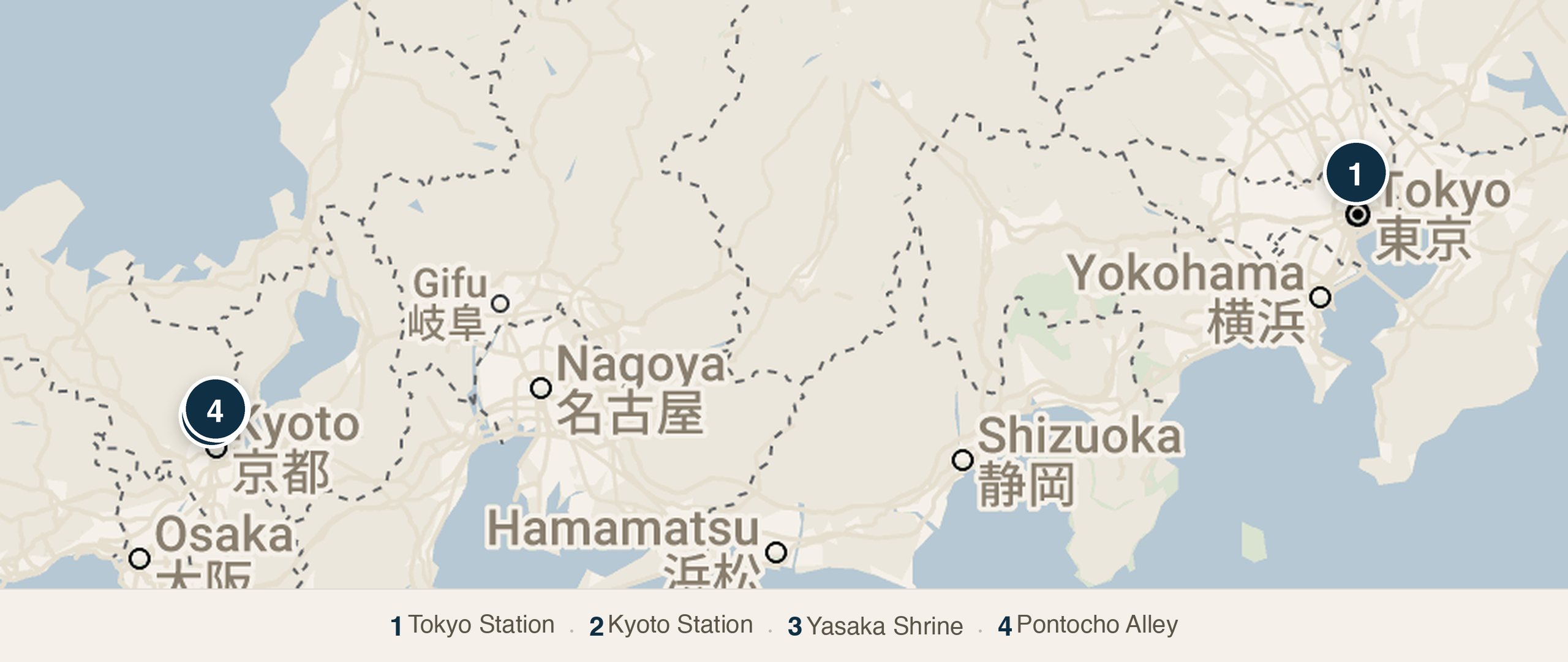 Day 5 - Tokyo to Kyoto walking route