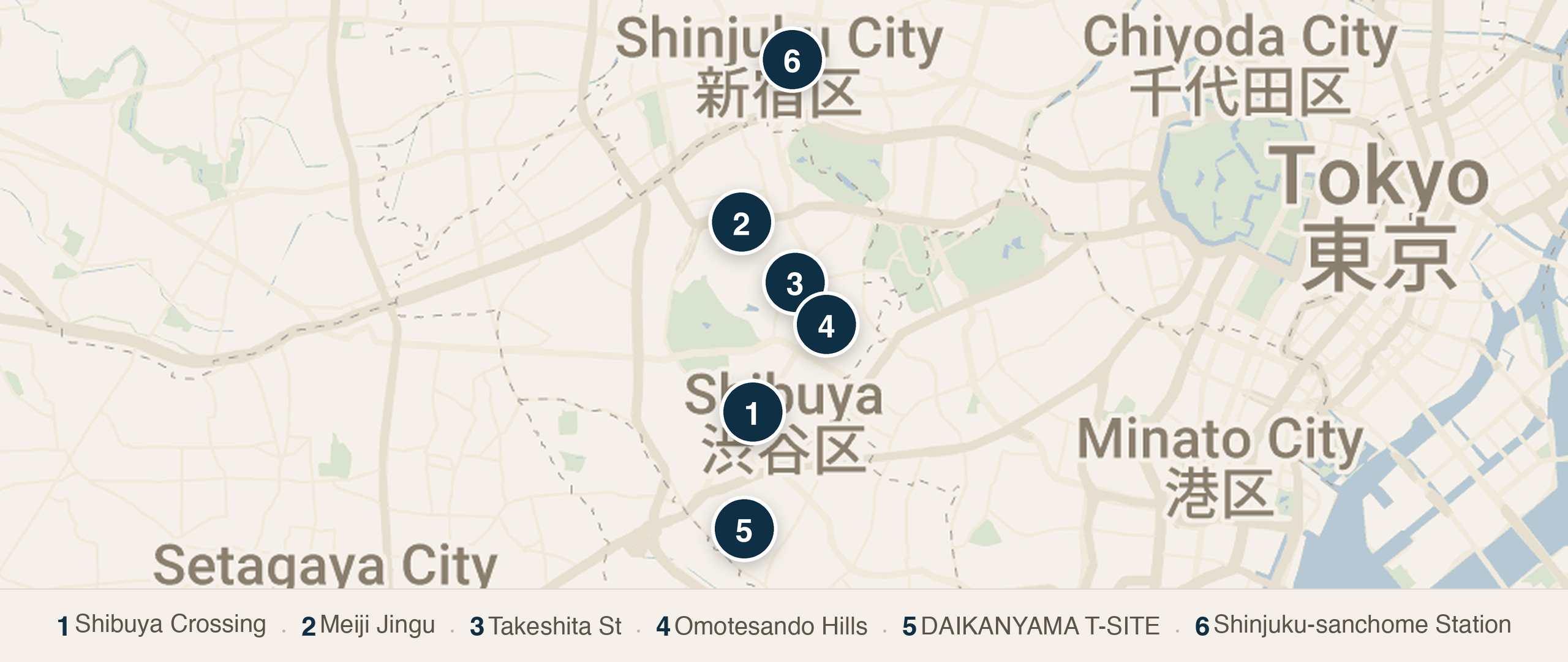 Day 2 - West Tokyo: Shibuya, Harajuku, Omotesando, Shinjuku walking route